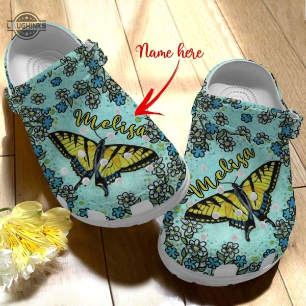butterfly personalized personalize clog custom crocs fashionstyle comfortable for women men kid print 3d whitesole flowery funny famous footwear slippers laughinks 1
