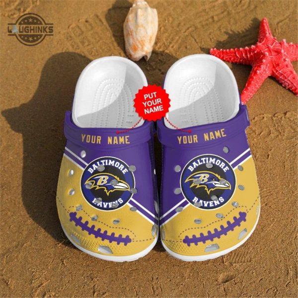 national football crocs b.ravens personalized clog shoes funny famous footwear slippers laughinks 1