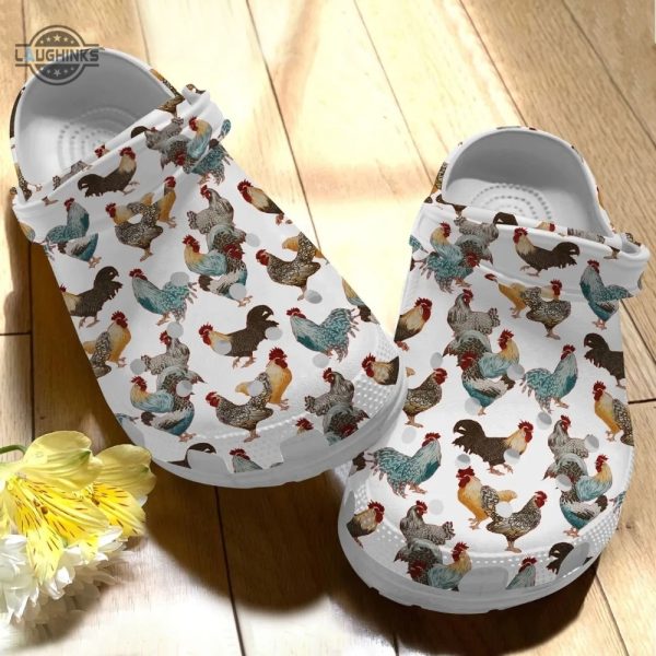 chicken personalize clog custom crocs fashionstyle comfortable for women men kid print 3d whitesole 3 style comfortable s chicken collection funny famous footwear slippers laughinks 1