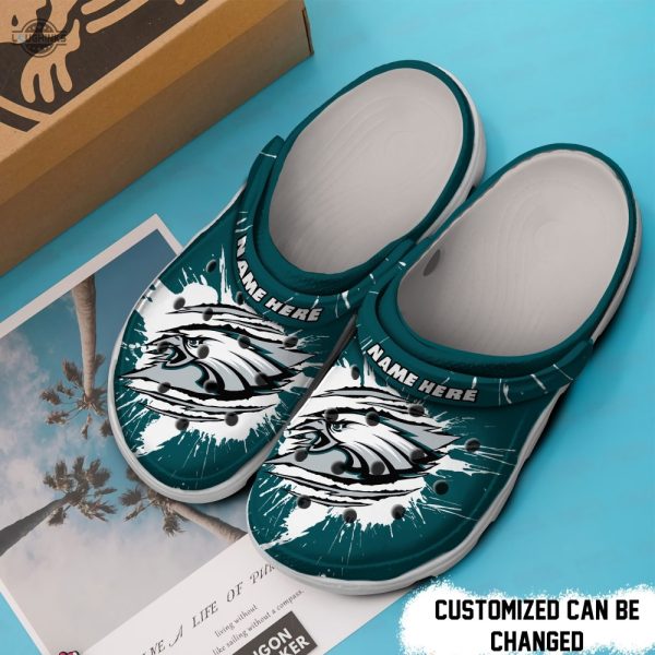 personalized national football crocs p.eagles football ripped through crocband clog funny famous footwear slippers laughinks 1 1