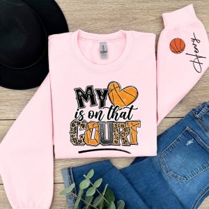 My Heart Is In That Court Shirt Customized Basketball Sweatshirt Your Name Basketball Shirt Basketball Mom Sweatshirts Unique revetee 3