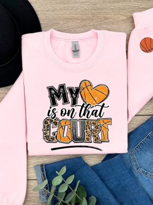 My Heart Is In That Court Shirt Customized Basketball Sweatshirt Your Name Basketball Shirt Basketball Mom Sweatshirts Unique revetee 3