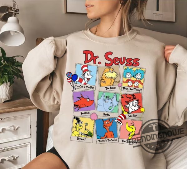 Read Across America Cartoon Characters Sweatshirt Read Across America Shirt Cat In The Hat Tee Horton Tee Dr Suess Book Shirt trendingnowe 1