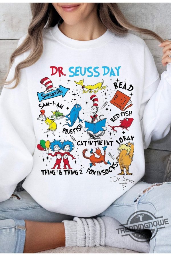 Dr Susse Characters Shirt Read Across America Day Tee Teacher Sweatshirt Read Across America Shirt Cat In The Hat Sweatshirt trendingnowe 1