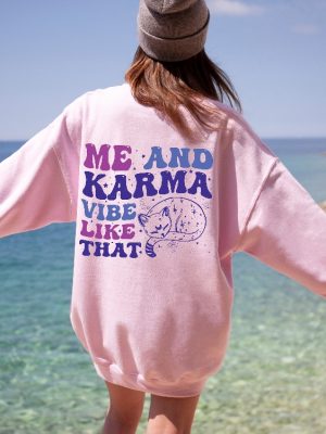 Womens Aesthetic Hoodie Words On Back Sweatshirt Karma Shirt Concert Tshirts Best Friend Gifts Trending Shirt Vsco Girl Shirt Unique revetee 2