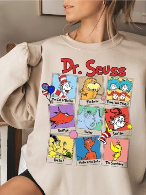 Read Across America Cartoon Characters Sweatshirt Dr. Seuss Costume Ideas Dr. Seuss Teacher Shirts Cat In The Hat Clipart Dr. Seuss T Shirts revetee 2