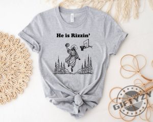 He Is Rizzin Shirt Funny Jesus Sweatshirt Humor Easter Tshirt Christian Easter Hoodie Easter Gift Easter Day Outfit Jesus Basketball Easter Shirt giftyzy 4