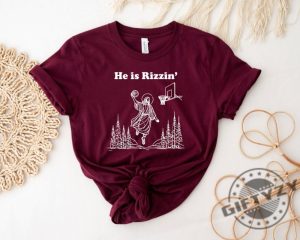 He Is Rizzin Shirt Funny Jesus Sweatshirt Humor Easter Tshirt Christian Easter Hoodie Easter Gift Easter Day Outfit Jesus Basketball Easter Shirt giftyzy 5