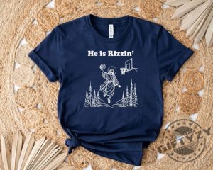 He Is Rizzin Shirt Funny Jesus Sweatshirt Humor Easter Tshirt Christian Easter Hoodie Easter Gift Easter Day Outfit Jesus Basketball Easter Shirt giftyzy 6