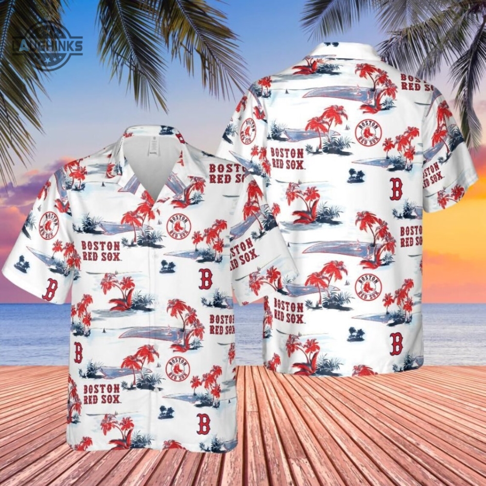 Red Sox Hawaiian Shirt And Shorts Boston Red Sox Mets Aloha Summer Beach Shirts Baseball Team Palm Trees Pattern Button Up Shirt Mlb Red Sox 2024 Gift