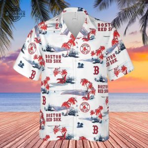 red sox hawaiian shirt and shorts boston red sox mets aloha summer beach shirts baseball team palm trees pattern button up shirt mlb red sox 2024 gift laughinks 2