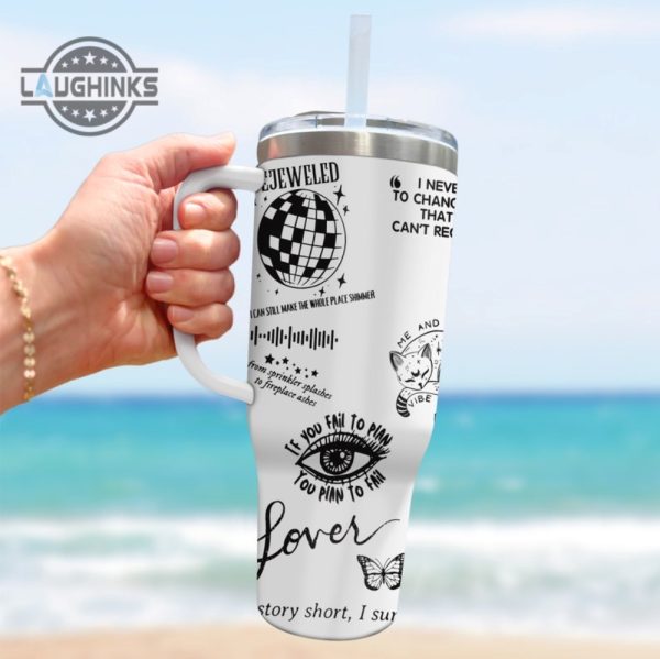 taylor swift albums stanley tumbler dupe 40 oz the tortured poets department 40oz quencher travel cup swiftie albums cups lover 1989 reputation tumblers laughinks 6