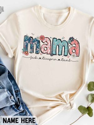 Floral Mama Shirt Personalized Mom Shirt With Kids Names Gift For Mom Mothers Day Gift Mothers Day Shirt Mama Shirt Mama Gift Unique revetee 4