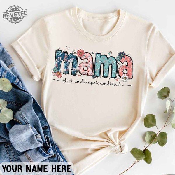 Floral Mama Shirt Personalized Mom Shirt With Kids Names Gift For Mom Mothers Day Gift Mothers Day Shirt Mama Shirt Mama Gift Unique revetee 4