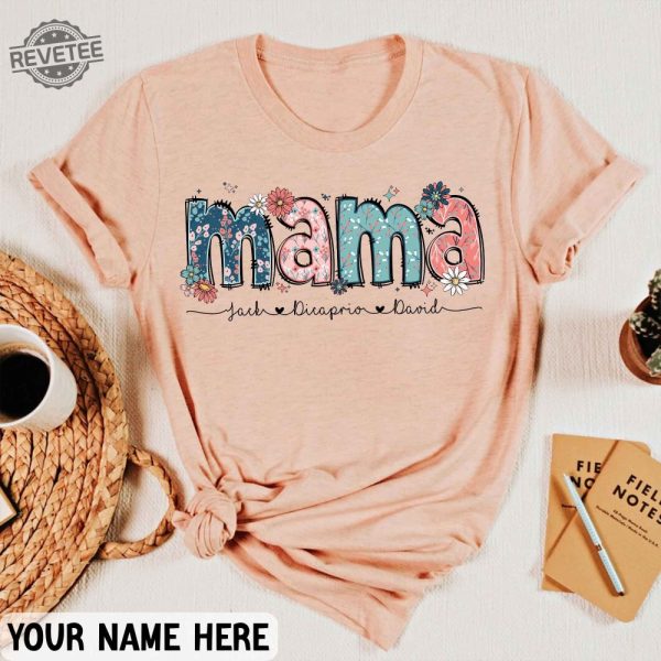 Floral Mama Shirt Personalized Mom Shirt With Kids Names Gift For Mom Mothers Day Gift Mothers Day Shirt Mama Shirt Mama Gift Unique revetee 5