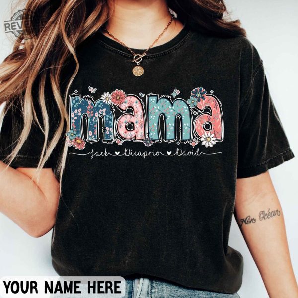 Floral Mama Shirt Personalized Mom Shirt With Kids Names Gift For Mom Mothers Day Gift Mothers Day Shirt Mama Shirt Mama Gift Unique revetee 6