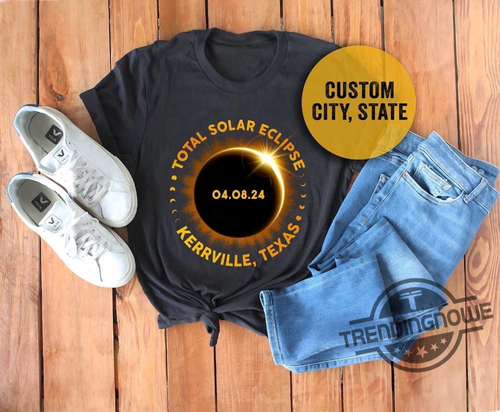 Personalized Total Solar Eclipse 2024 Shirt Custom City State America Totality Shirt Moon Astronomy Solar Eclipse Souvenir Gift