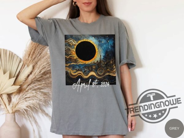 Solar Eclipse Shirt 2024 Total Solar Eclipse Tshirt Aesthetic April 8Th 2024 Shirt Celestial Tee Artistic Solar Eclipse Gift trendingnowe 1