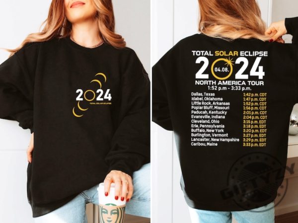 Total Solar Eclipse 2024 Shirt Doublesided Sweatshirt April 8Th 2024 Tshirt Eclipse Event 2024 Hoodie Celestial Shirt giftyzy 1 1