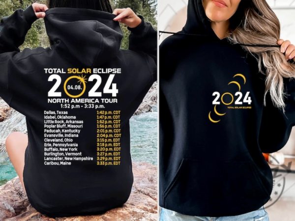 Total Solar Eclipse 2024 Shirt Doublesided Sweatshirt April 8Th 2024 Tshirt Eclipse Event 2024 Hoodie Celestial Shirt giftyzy 5 1
