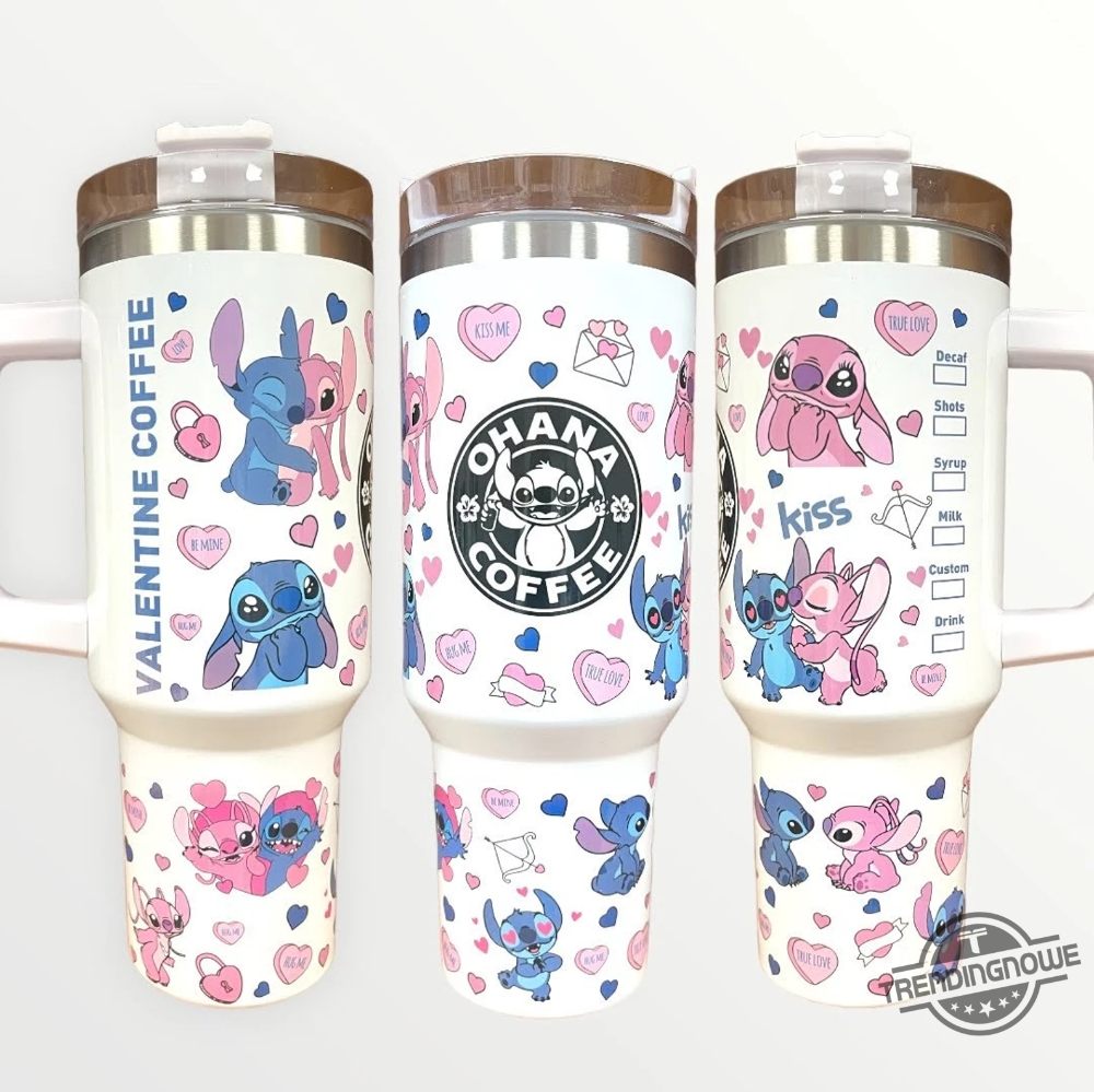 Stitch And Angel Stanley Tumbler Stitch Stanley Cup Disney Stanley Cup 40 Oz Stainless Steel Tumbler Disney Gift