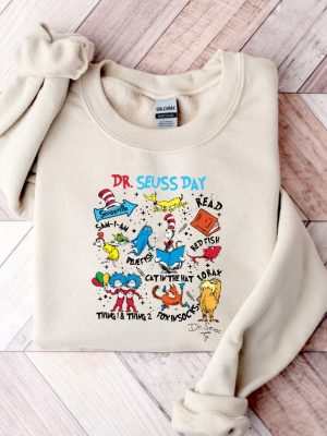 Dr.Susse Characters Shirt Read Across America Day Tee Teacher Sweatshirt Dr. Seuss Costume Ideas Dr. Seuss Character Images Unique revetee 2