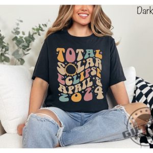 Total Solar Eclipse Shirt 2024 Solar Eclipse Gift April 8 2024 Tshirt Astronomy Lover Sweatshirt Retro Groovy Distressed Celestial Top Hoodie Total Solar Eclipse 2024 Shirt giftyzy 4