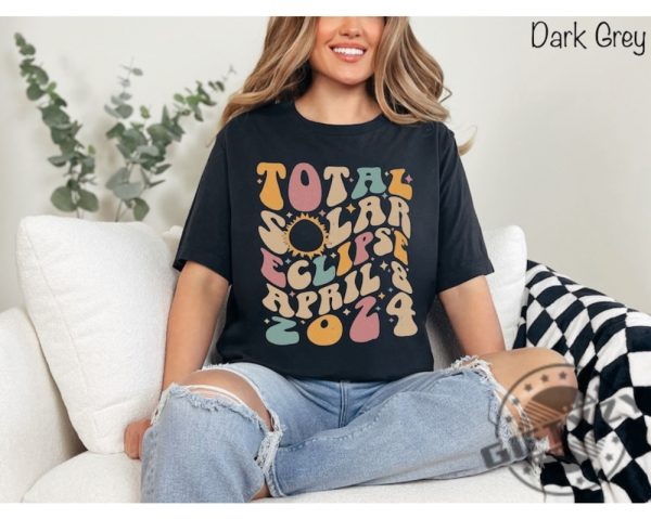 Total Solar Eclipse Shirt 2024 Solar Eclipse Gift April 8 2024 Tshirt Astronomy Lover Sweatshirt Retro Groovy Distressed Celestial Top Hoodie Total Solar Eclipse 2024 Shirt giftyzy 4