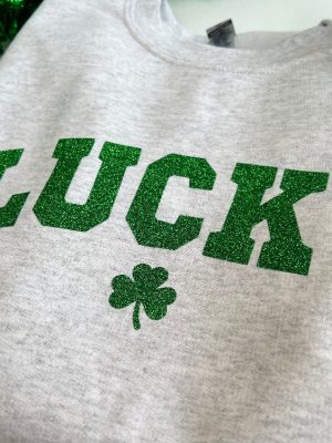 Lucky Sweatshirt St Pattys Glitter Sweatshirt Womens Lucky Crewneck Sweatshirt Happy Go Lucky Sweatshirt Lucky Mama Sweatshirt Unique revetee 5