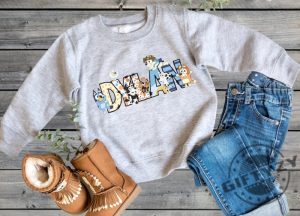 Custom Bluey Name Shirt Bluey Matching Shirts Bluey Family Tshirt Custom Bluey Birthday Sweatshirt Bluey Toddler Hoodie Custom Name Shirt giftyzy 2