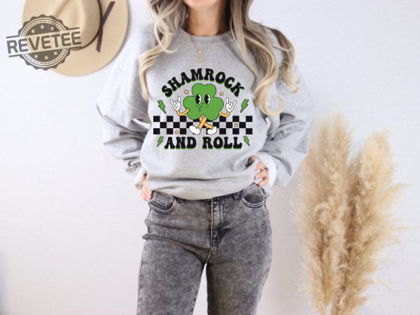 Shamrock And Roll Sweatshirt Retro St Patricks Day Shirt Irish Day Shirt Lucky Sweatshirt Lucky Charm Sweatshirt Irish Sweatshirt Unique revetee 1