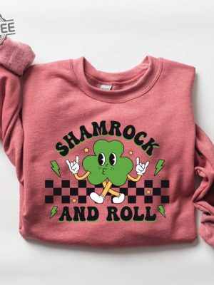 Shamrock And Roll Sweatshirt Retro St Patricks Day Shirt Irish Day Shirt Lucky Sweatshirt Lucky Charm Sweatshirt Irish Sweatshirt Unique revetee 3