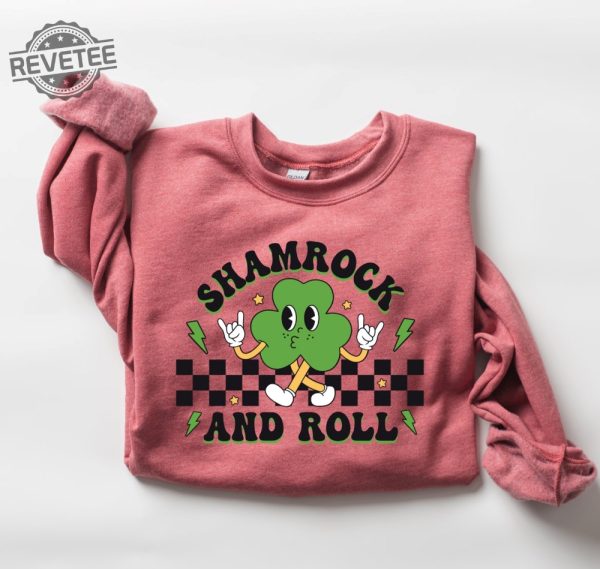 Shamrock And Roll Sweatshirt Retro St Patricks Day Shirt Irish Day Shirt Lucky Sweatshirt Lucky Charm Sweatshirt Irish Sweatshirt Unique revetee 3