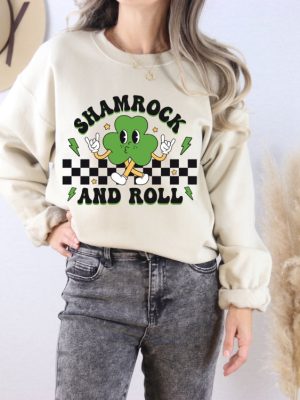 Shamrock And Roll Sweatshirt Retro St Patricks Day Shirt Irish Day Shirt Lucky Sweatshirt Lucky Charm Sweatshirt Irish Sweatshirt Unique revetee 4