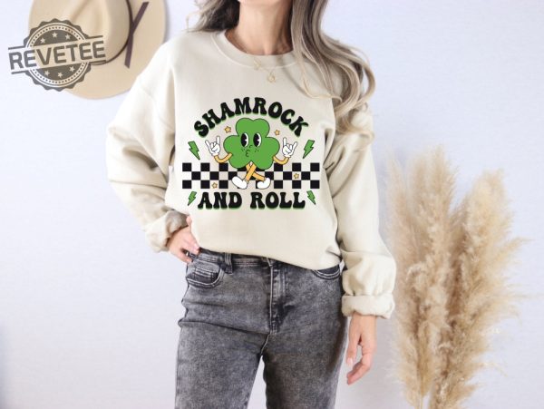 Shamrock And Roll Sweatshirt Retro St Patricks Day Shirt Irish Day Shirt Lucky Sweatshirt Lucky Charm Sweatshirt Irish Sweatshirt Unique revetee 4