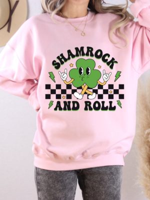 Shamrock And Roll Sweatshirt Retro St Patricks Day Shirt Irish Day Shirt Lucky Sweatshirt Lucky Charm Sweatshirt Irish Sweatshirt Unique revetee 5