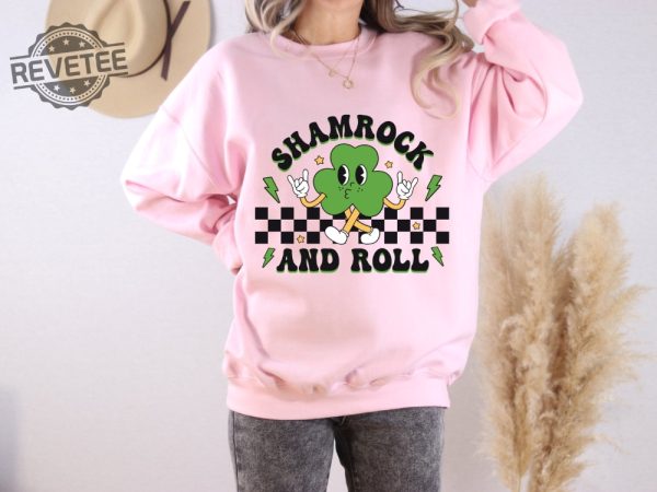 Shamrock And Roll Sweatshirt Retro St Patricks Day Shirt Irish Day Shirt Lucky Sweatshirt Lucky Charm Sweatshirt Irish Sweatshirt Unique revetee 5