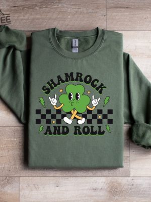 Shamrock And Roll Sweatshirt Retro St Patricks Day Shirt Irish Day Shirt Lucky Sweatshirt Lucky Charm Sweatshirt Irish Sweatshirt Unique revetee 6