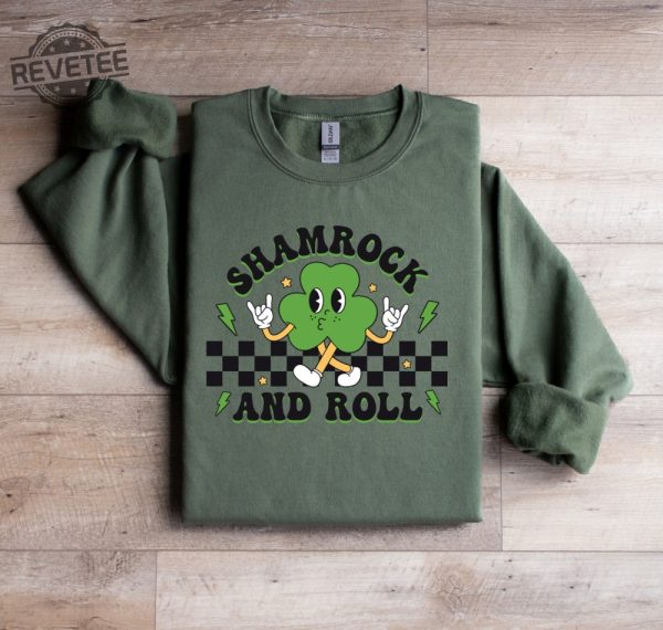 Shamrock And Roll Sweatshirt Retro St Patricks Day Shirt Irish Day Shirt Lucky Sweatshirt Lucky Charm Sweatshirt Irish Sweatshirt Unique revetee 6