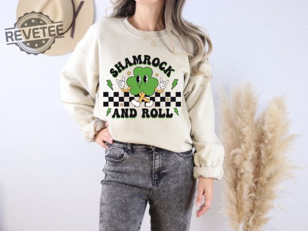 Shamrock And Roll Sweatshirt Retro St Patricks Day Shirt Irish Day Shirt Lucky Sweatshirt Lucky Charm Sweatshirt Irish Sweatshirt Unique revetee 8