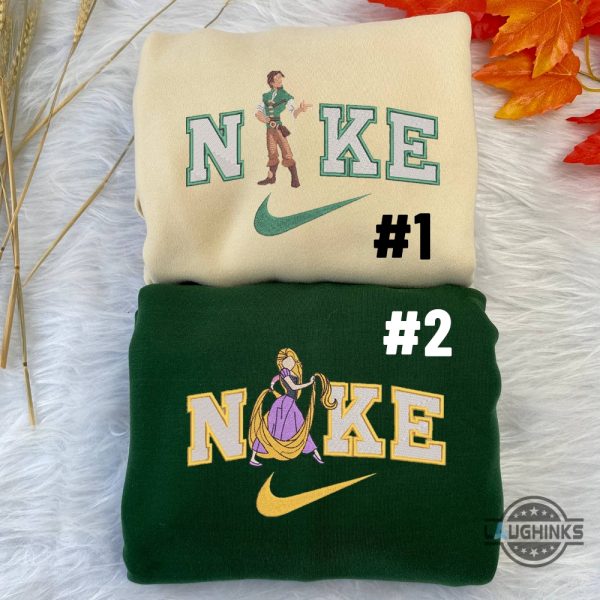 retro tangled rapunzel and flynn rider shirts sweatshirt hoodies disney nike flynn rider and rapunzel embroidered tshirt couples valentines matching shirts laughinks 2