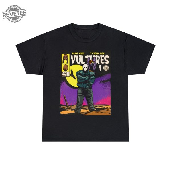 Vultures 1 Kanye West Ty Dolla Sign Album Vintage Comic Artwork T Shirt Unisex Heavy Cotton Tee Express Delivery Available Unique revetee 1