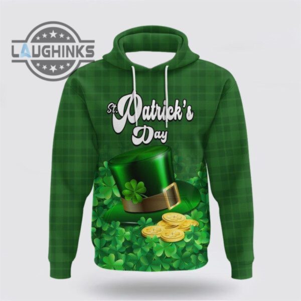 st patricks day hoodie customized st patricks day hoodie green leprechaun hat with clover leaf no2 tshirt sweatshirt mens womens irish saint pattys day gift lucky clovers shamrock tee laughinks 1