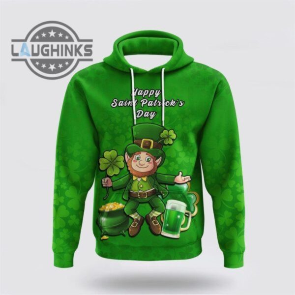 st patricks day hoodie customized ireland hoodie saint patricks day happy leprechaun and shamrock tshirt sweatshirt mens womens irish saint pattys day gift lucky clovers shamrock tee laughinks 1 1