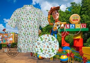 toy story hawaiian shirt and shorts disney movie characters pattern aloha beach shirts alien jessie dinosaur woody and buzz lightyear outfit laughinks 1