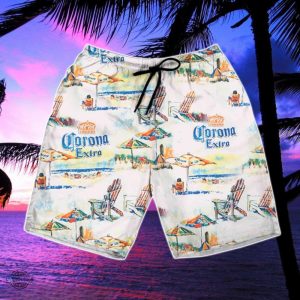 corona hawaiian shirt and shorts corona extra beach lounge summer aloha beach shirts corona beer all over printed 3d button up shirt laughinks 3