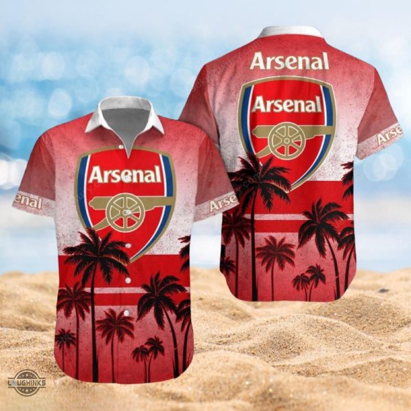 arsenal hawaiian shirt and shorts arsenal fc summer aloha beach shirt and shorts sports league soccer club all over printed button up shirts laughinks 1