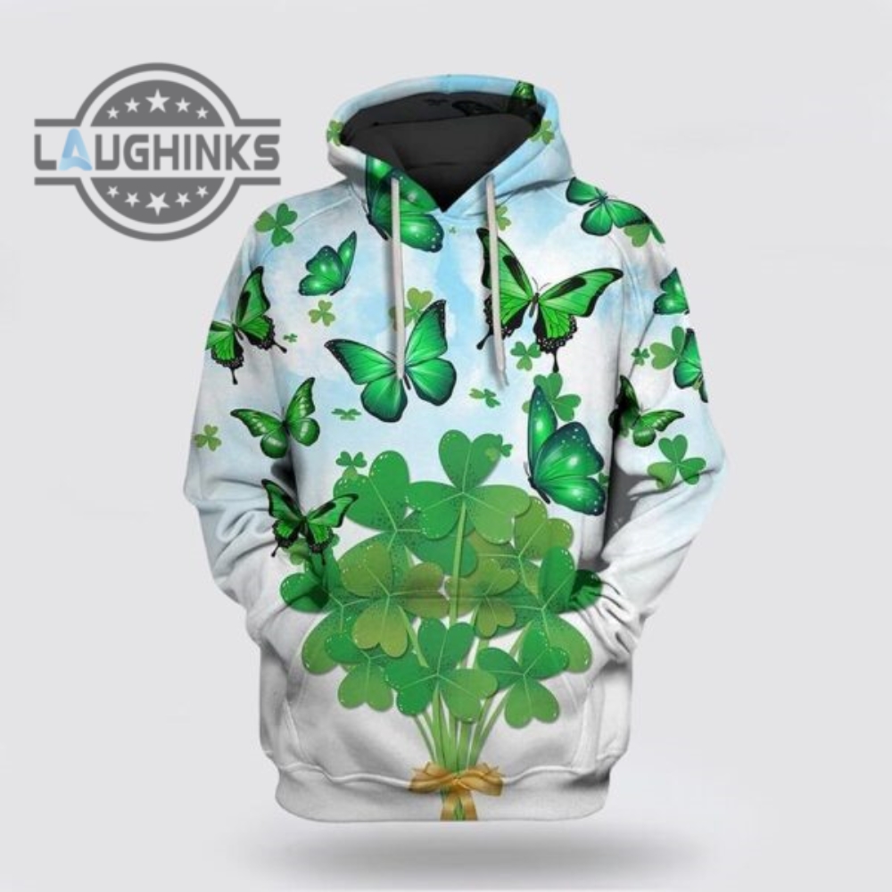 St Patricks Day Hoodie St Patricks Day Funny With Butterfly Over Print 3D Hoodie Tshirt Sweatshirt Mens Womens Irish Saint Pattys Day Gift Lucky Clovers Shamrock Tee