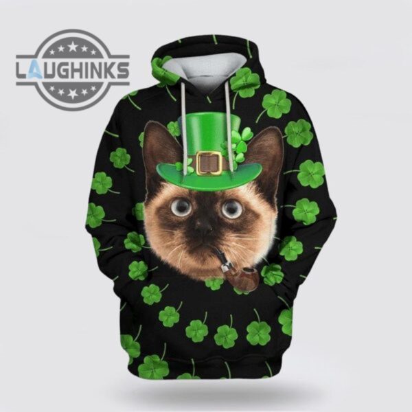 st patricks day hoodie siamese cat saint patricks day over print 3d hoodie tshirt sweatshirt mens womens irish saint pattys day gift lucky clovers shamrock tee laughinks 1