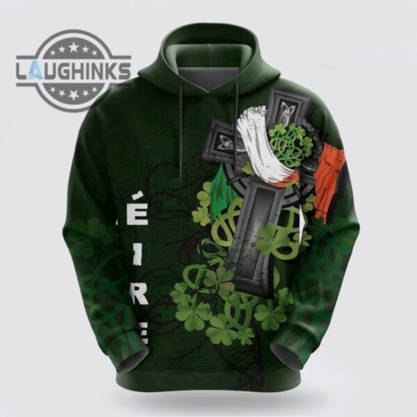 st patricks day hoodie irish pullover shamrock celtic cross happy st patricks day over print 3d hoodie tshirt sweatshirt mens womens irish saint pattys day gift lucky clovers shamrock tee laughinks 1